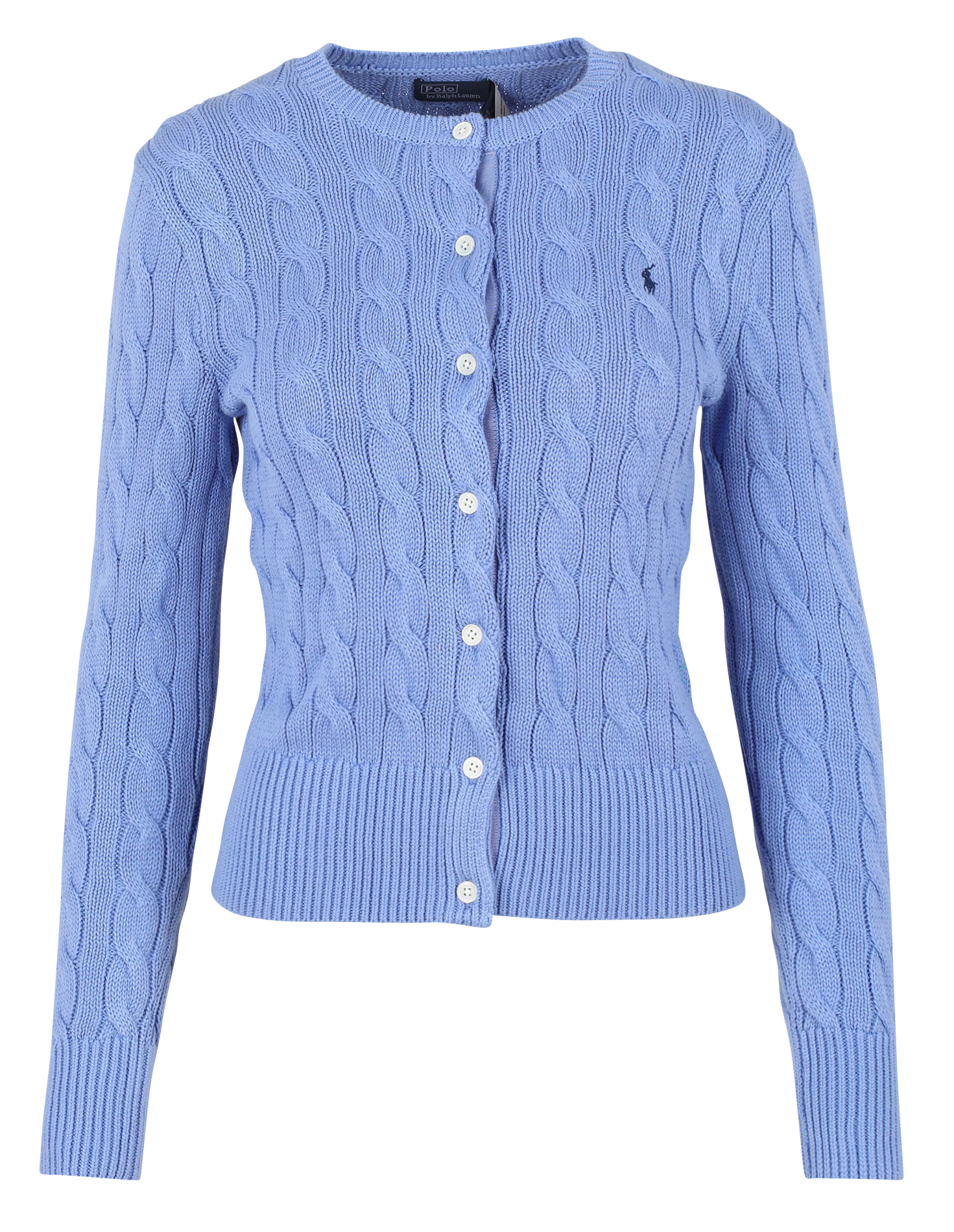 Gilet col rond en maille de coton torsadée | Bleu