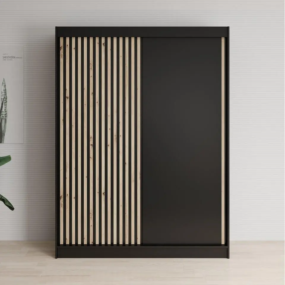 Meubella - Kledingkast Lisbon - Zwart - 150 cm