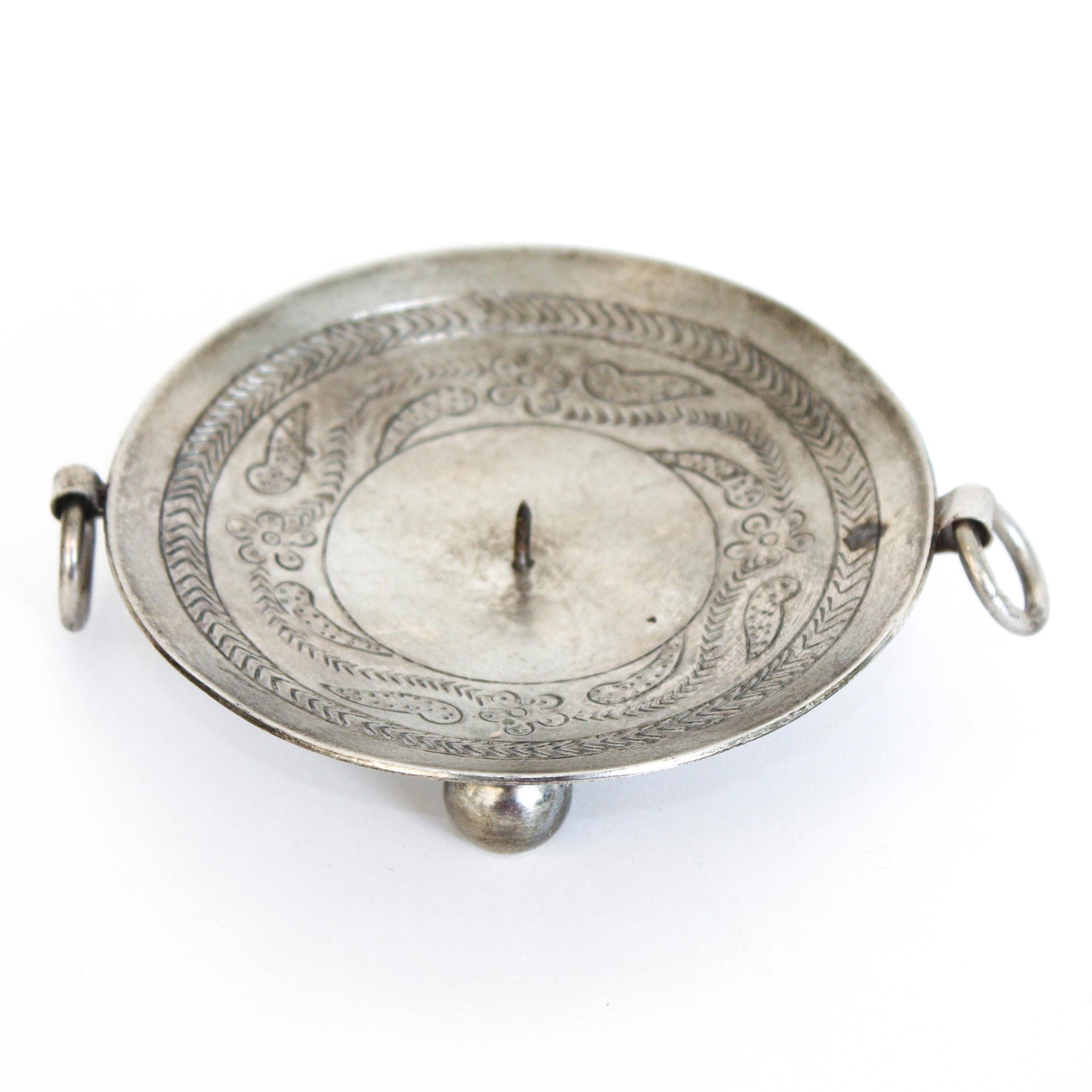Kerzenteller rund, vernickelt, silber, H 3 cm, Ø 10 cm von fischer's lagerhaus