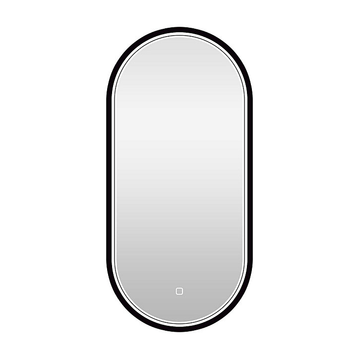 Miroir de salle de bains lumineux LED noir ovale 90 x 50 cm, MPGlass Lyon chic
