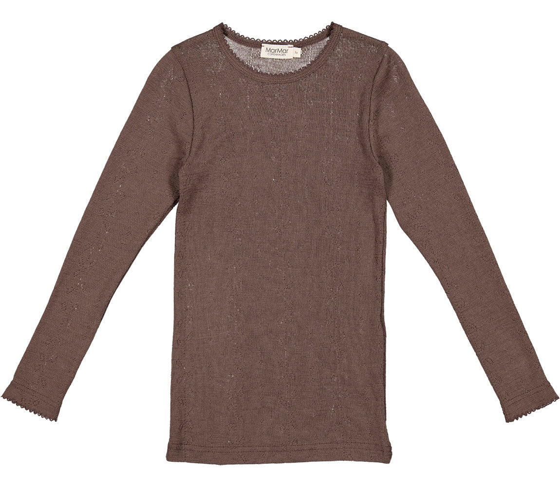 Tamra, Uld Pointelle T-shirt - Terre
