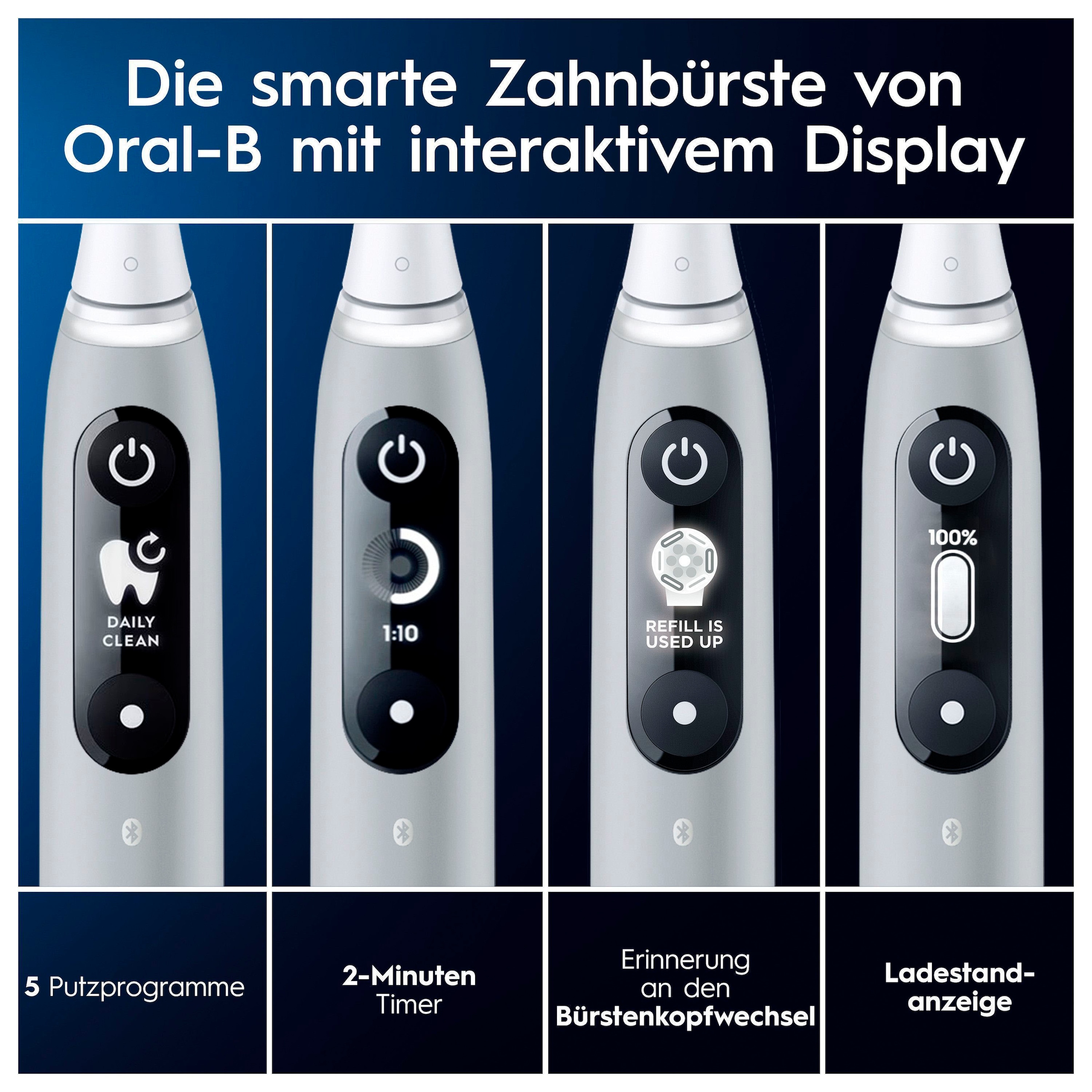 Oral-B Elektrische Zahnbürste »iO 6« 2 Stk. Aufsteckbürsten mit Magnet-Technologie, Display, 5 Putzmodi, Reiseetui