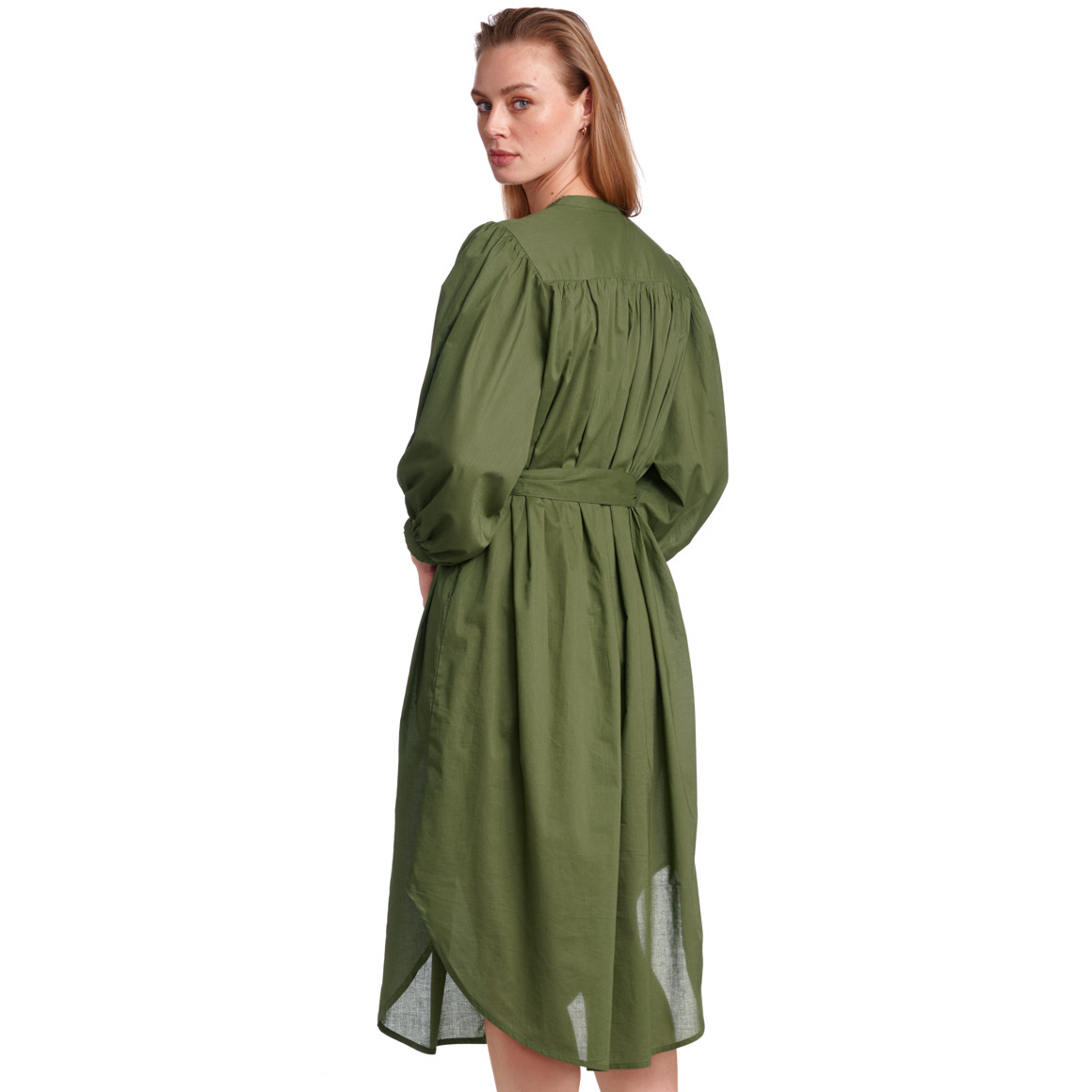 Jonas Nielsen Damen Blusenkleid mit Ballonärmeln oliv