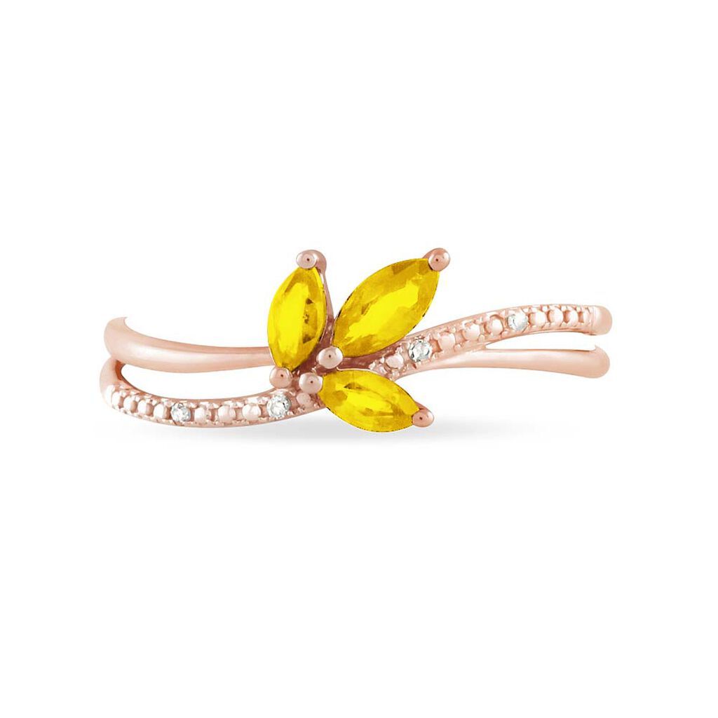 Bague Angie Or Rose Citrine Et Diamant