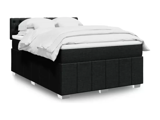 Sommier à lattes de lit avec matelas Noir 140x190 cm Tissu