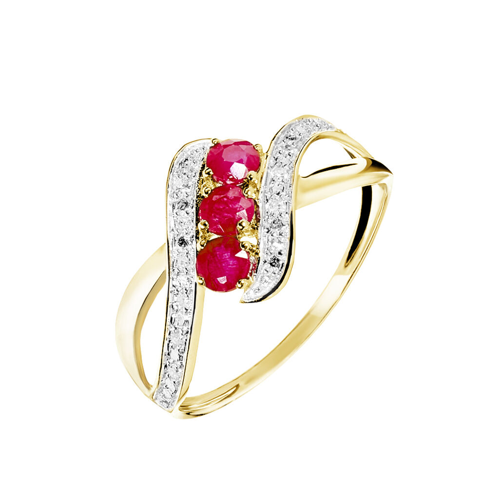 Bague Simma Or Jaune Diamant Et Rubis