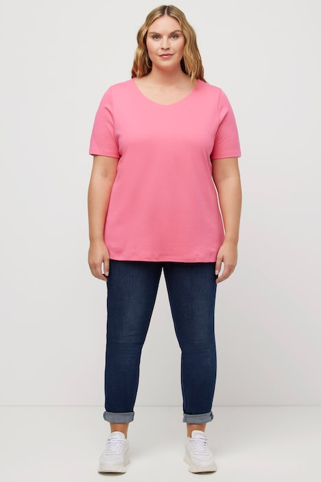 Shirt, doppellagige Vorderseite, Slim, Rundhals, Halbarm