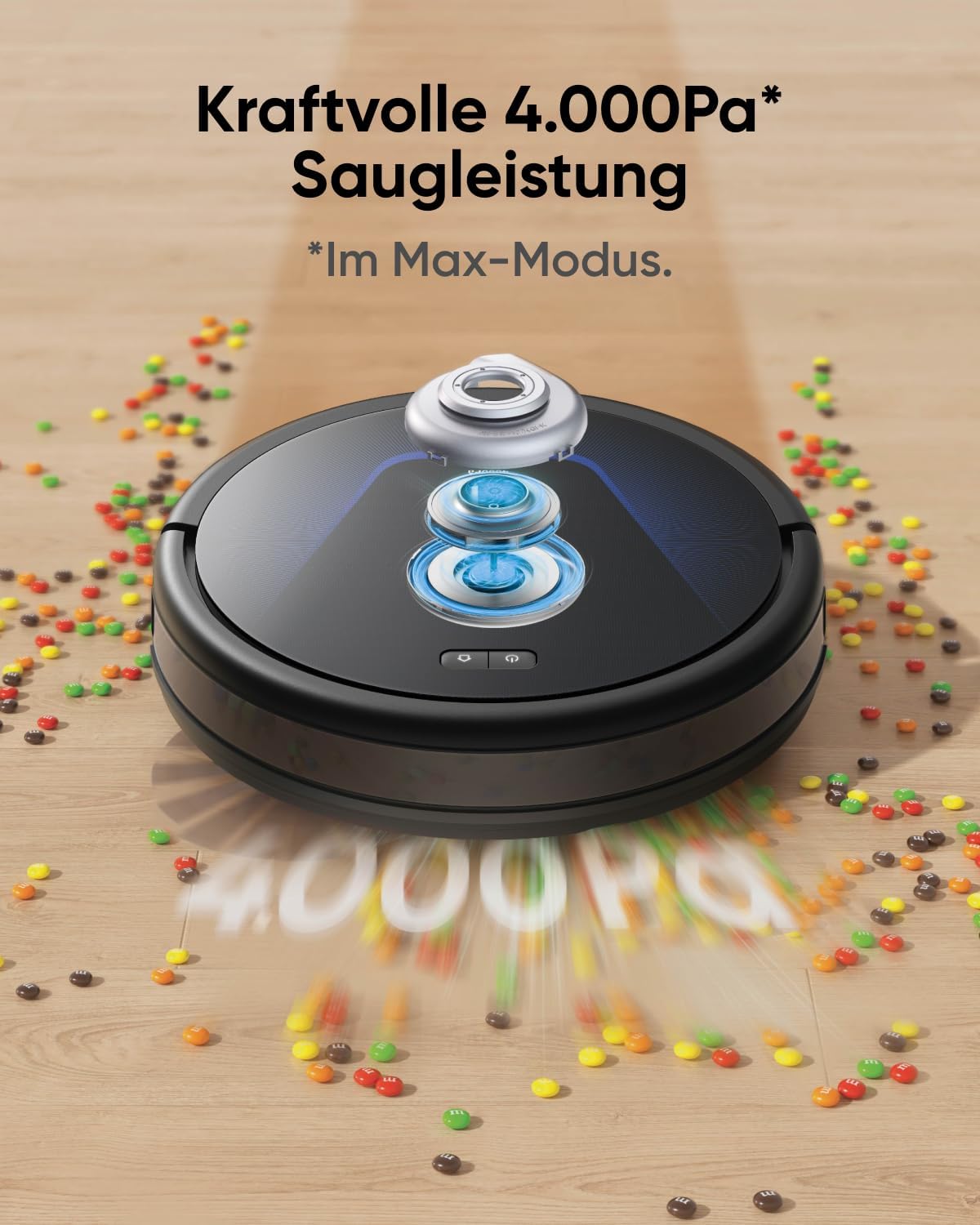 eufy G50 Hybrid Saugroboter mit Wischfunktion & 4.000Pa Starker Saugkraft, Dynamische Navigation, Pro-Entwirrkamm, Wischpad für Leichte Oberflächenreinigung, Ideal für Tierhaare & Hartböden
