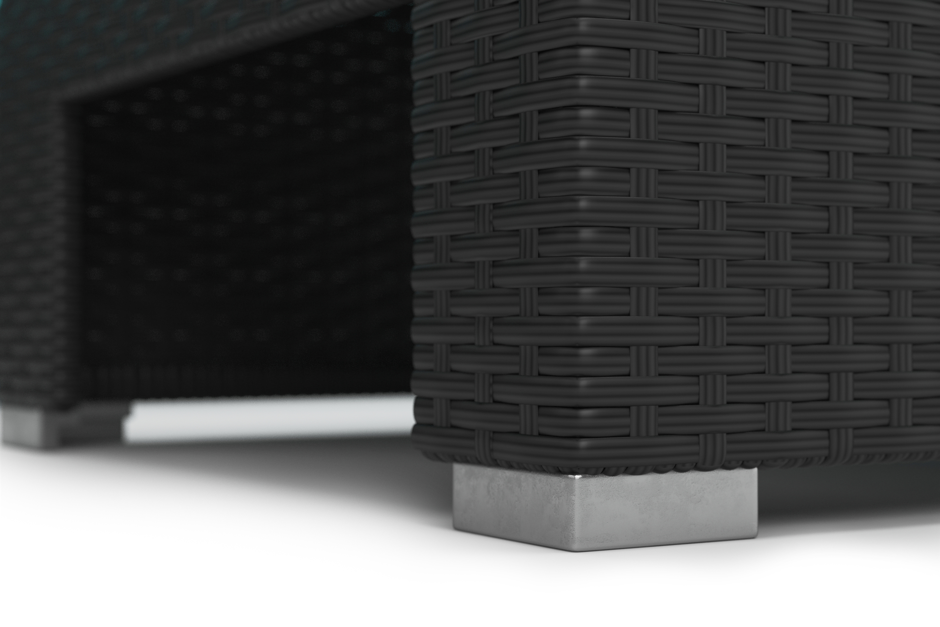 Rattanlounge COMO schwarz/weiss