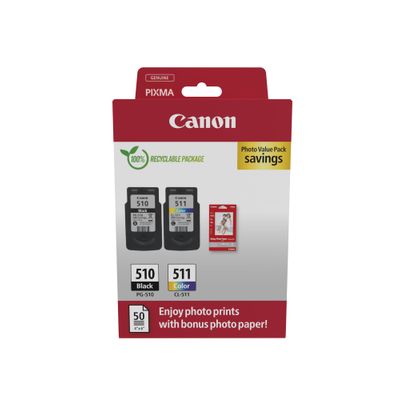Canon PG-510/CL-511 - Pack de 2 - noir, couleur (cyan, magenta, jaune) - cartouche d'encre originale