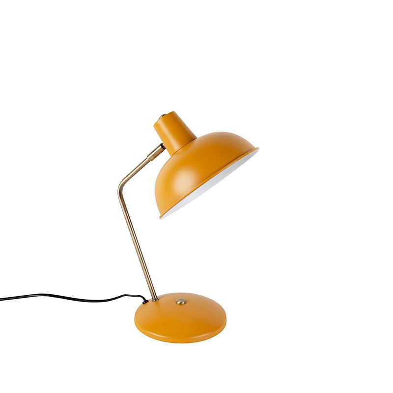 Retro tafellamp geel met brons - Milou