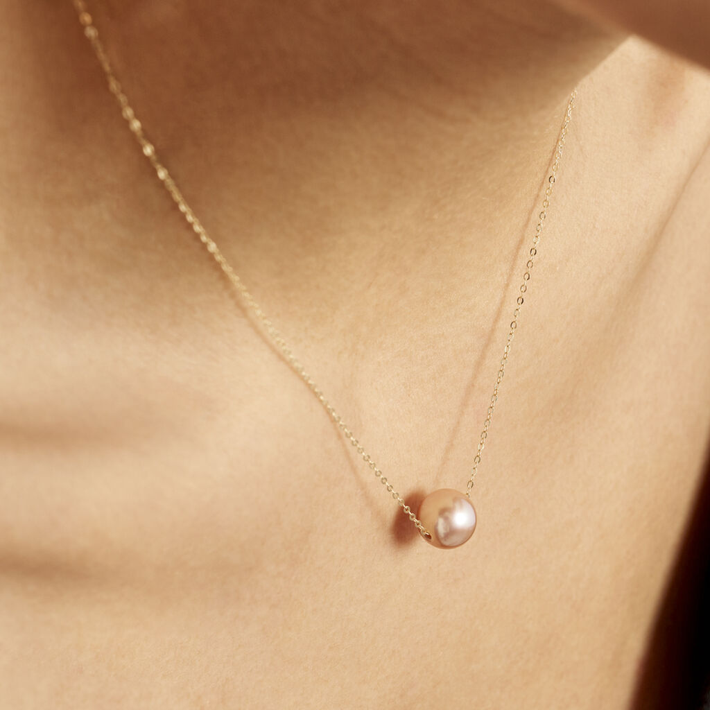 Collier 1 Perle Or Jaune Perle De Culture
