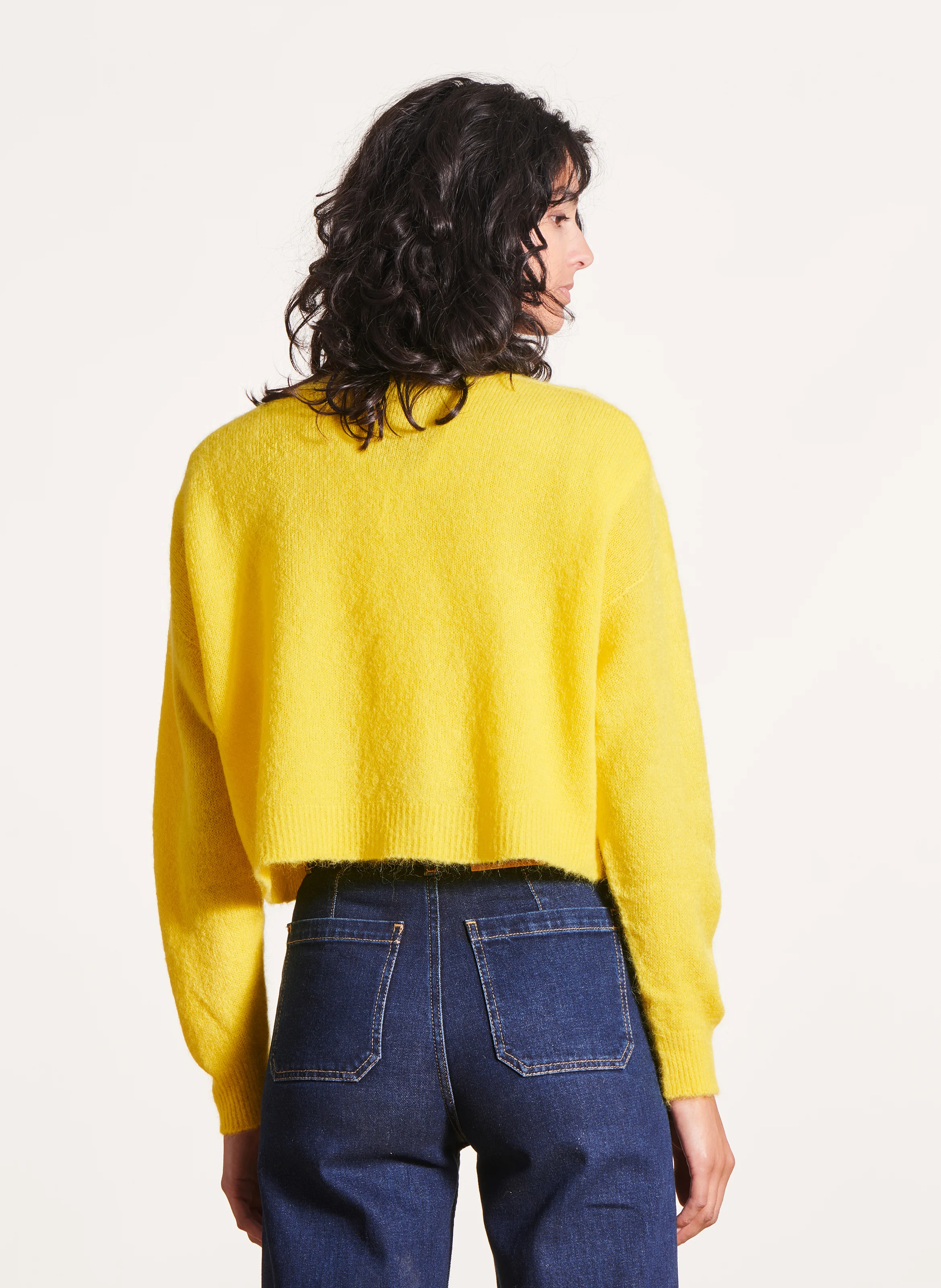 Gilet droit en maille | Jaune
