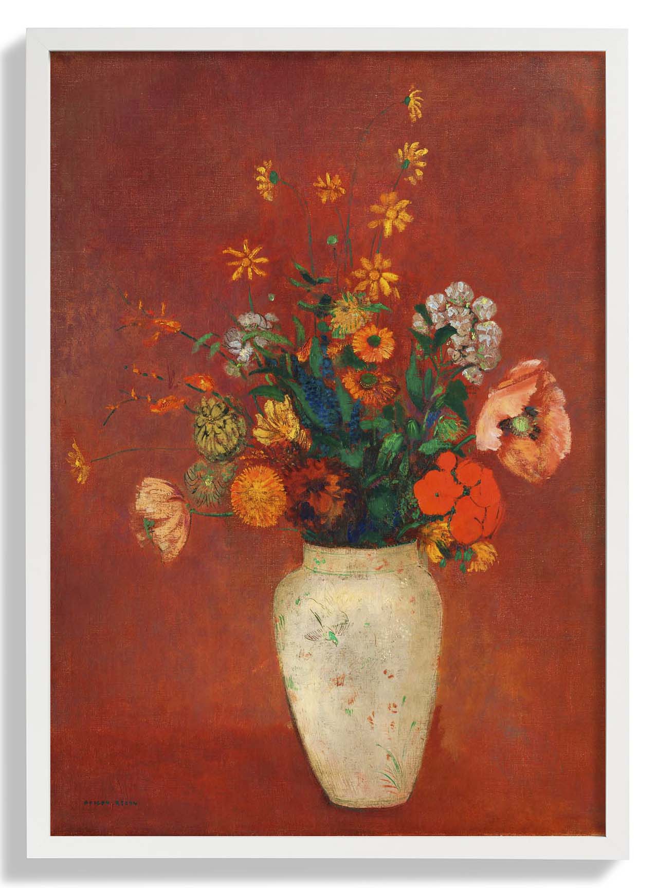Blumenstrauß in einer chinesischen Vase Gemälde von Odilon Redon