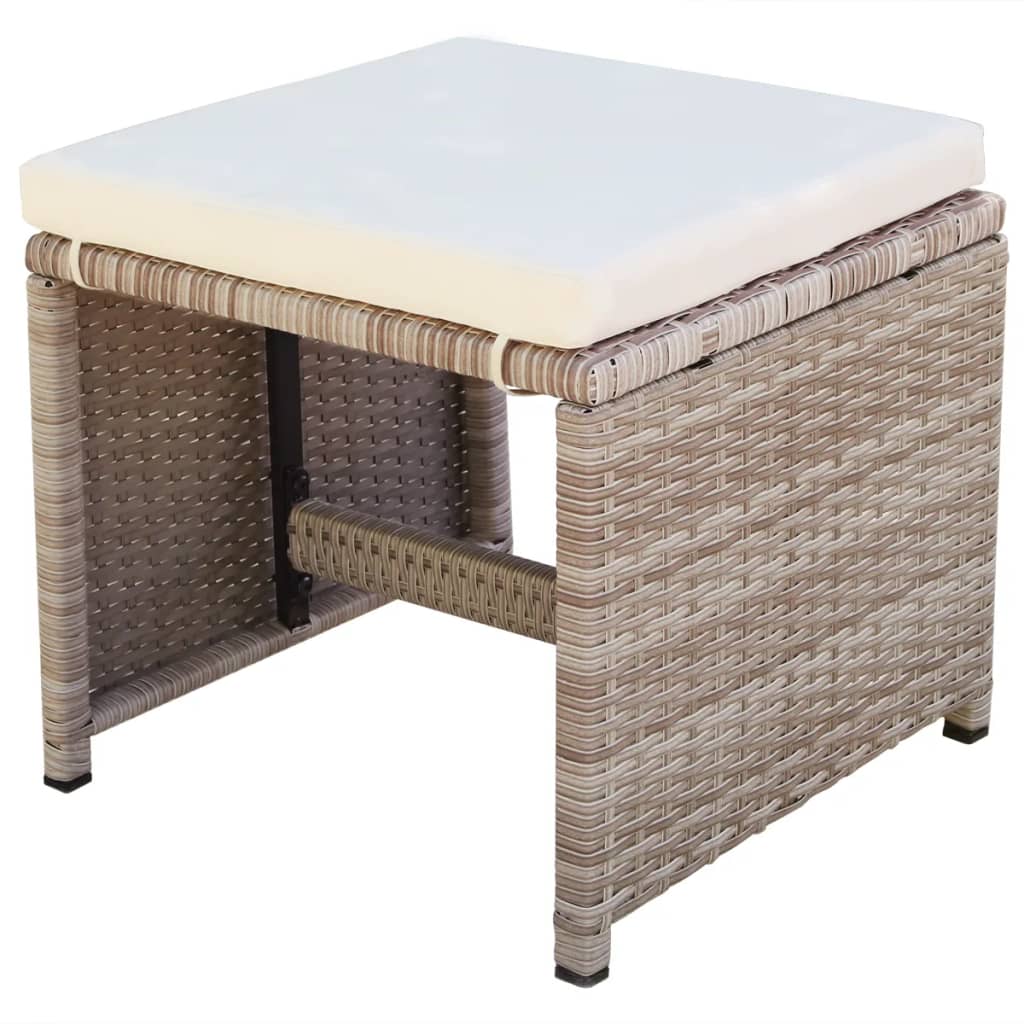 Salon de jardin meuble d'extérieur ensemble de mobilier encastrable avec coussins 13 pièces rotin beige