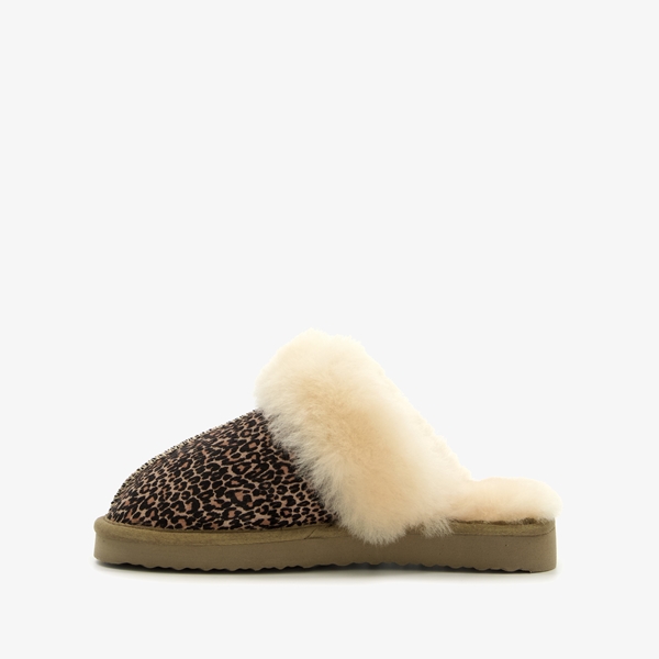 Hush Puppies suede dames pantoffels luipaardprint