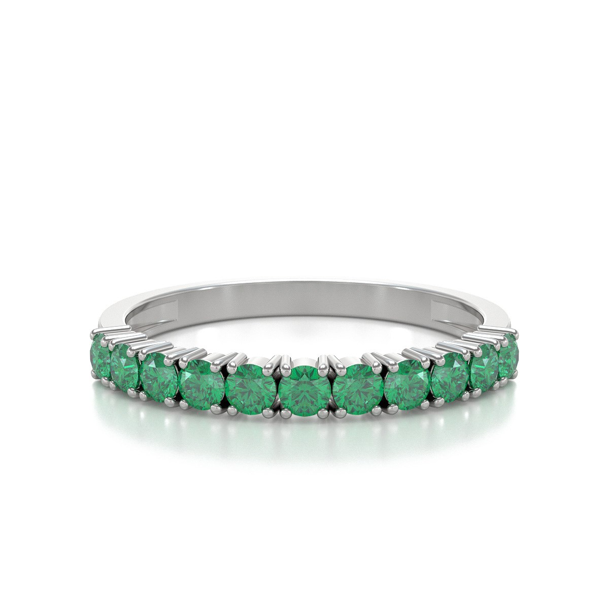 Bague ADEN Or 585 Blanc Emeraude 1.64grs