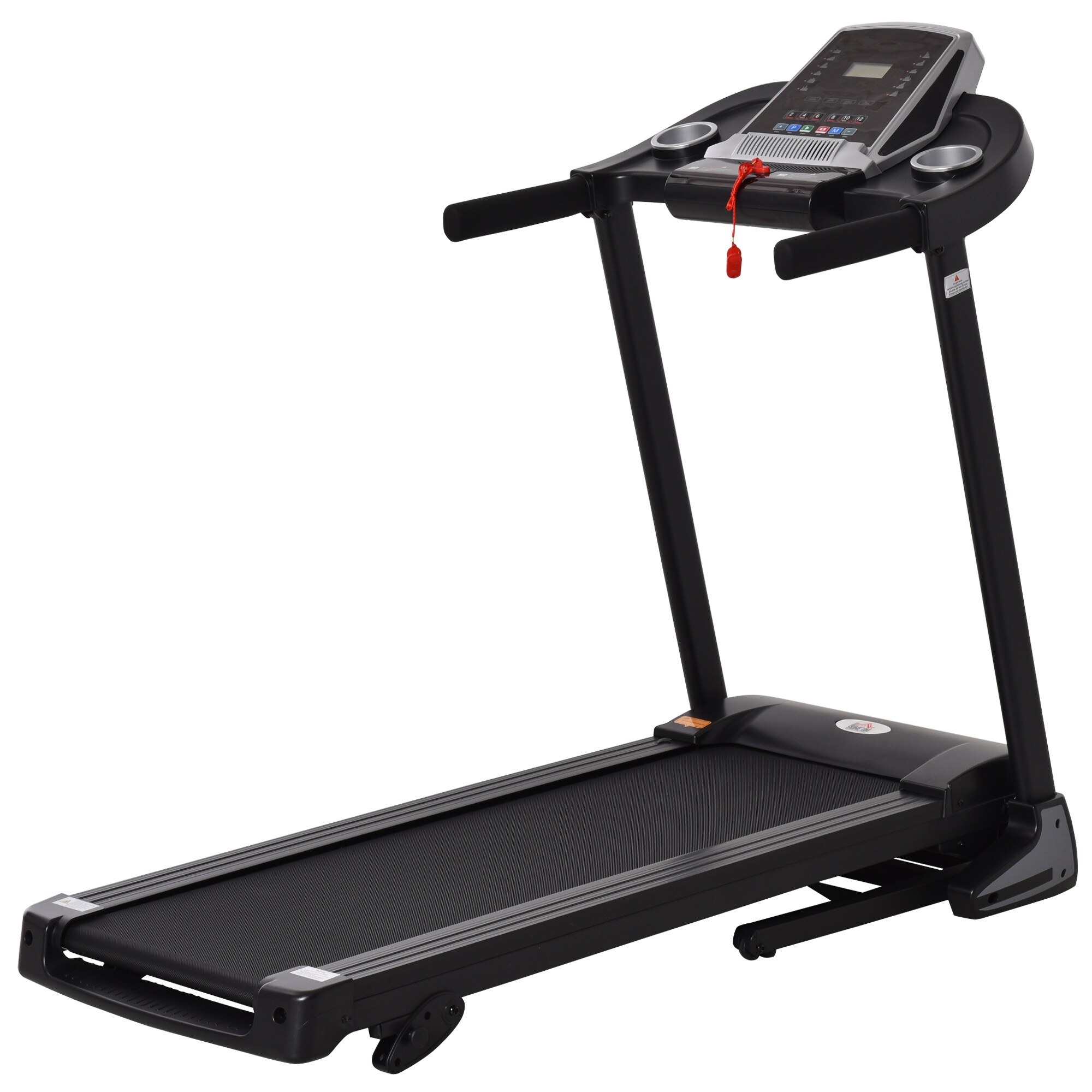 HOMCOM Laufband Ideales Training, Getränkehalter, Handyhalter Schwarz, Grau 142 x 66 x 127 cm (LxHxB)