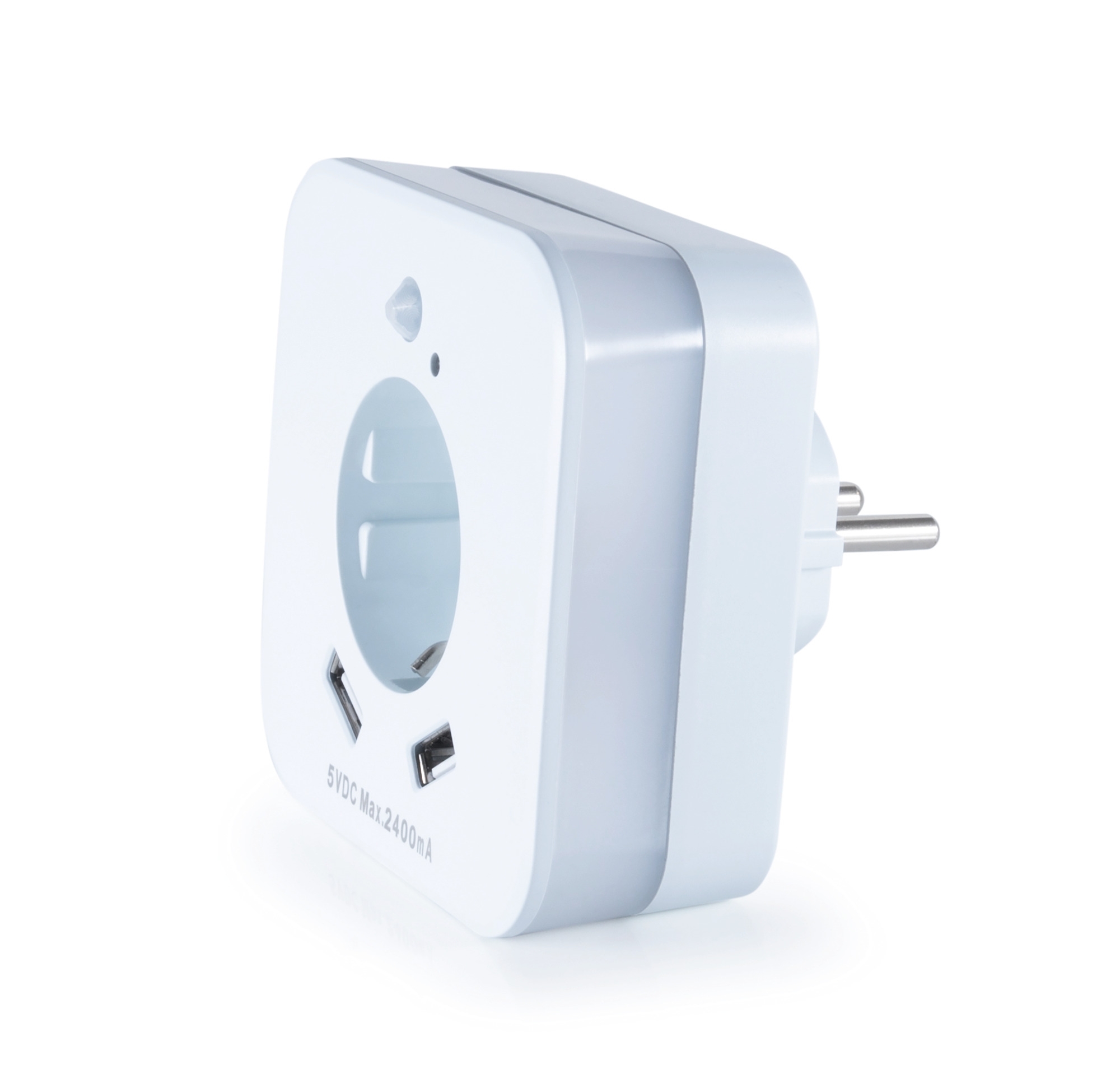 InnTec LED Nachtlicht SLED02W mit Bewegungssensor / Steckdose / USB-Buchsen