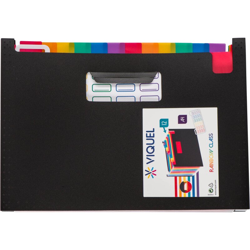 Trieur à soufflet plastique Viquel Rainbow 12 onglets multicolores