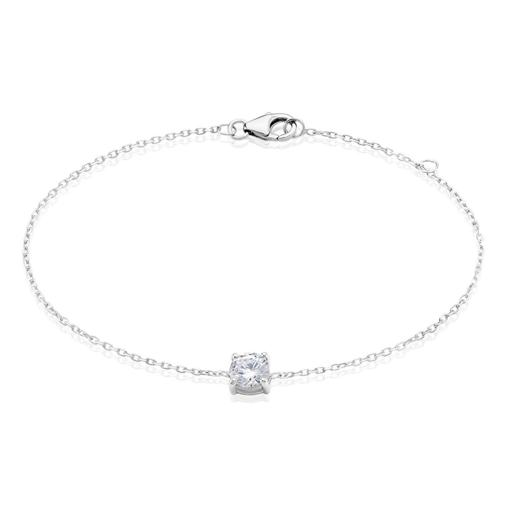 Bracelet Solitaire Argent Blanc Oxyde De Zirconium