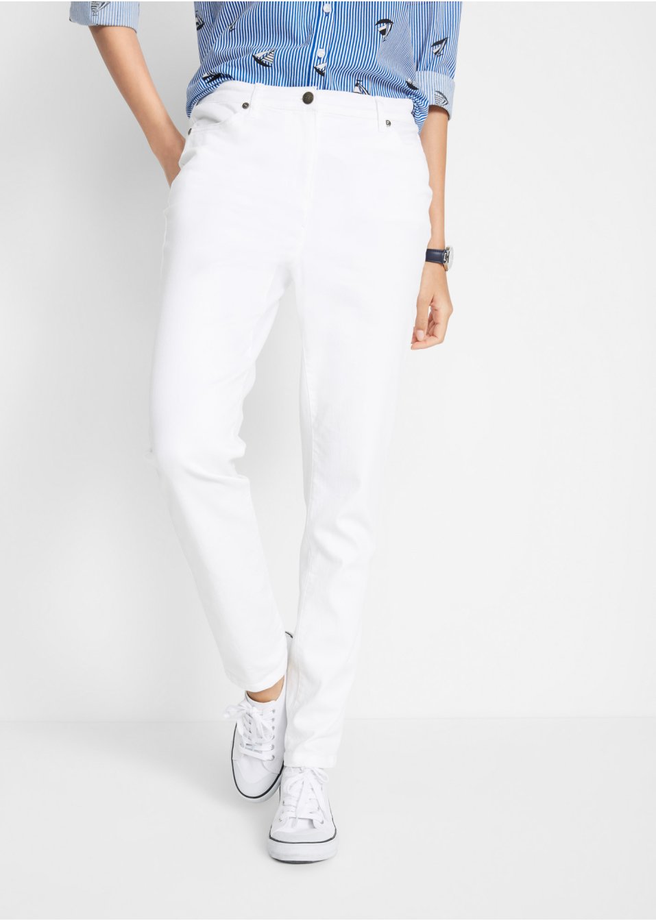 Pantalon confort à empiècement taille confortable, Straight