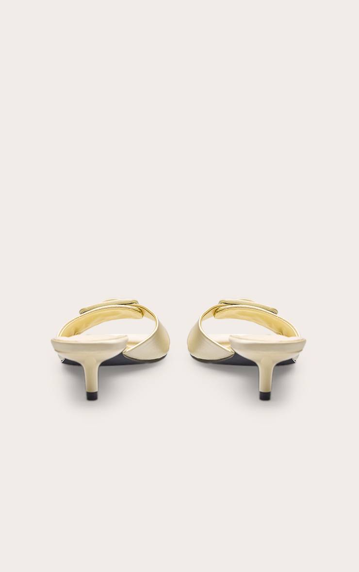 Butter Yellow Mule À Talon Chaton En Satin Avec Détail Boucle