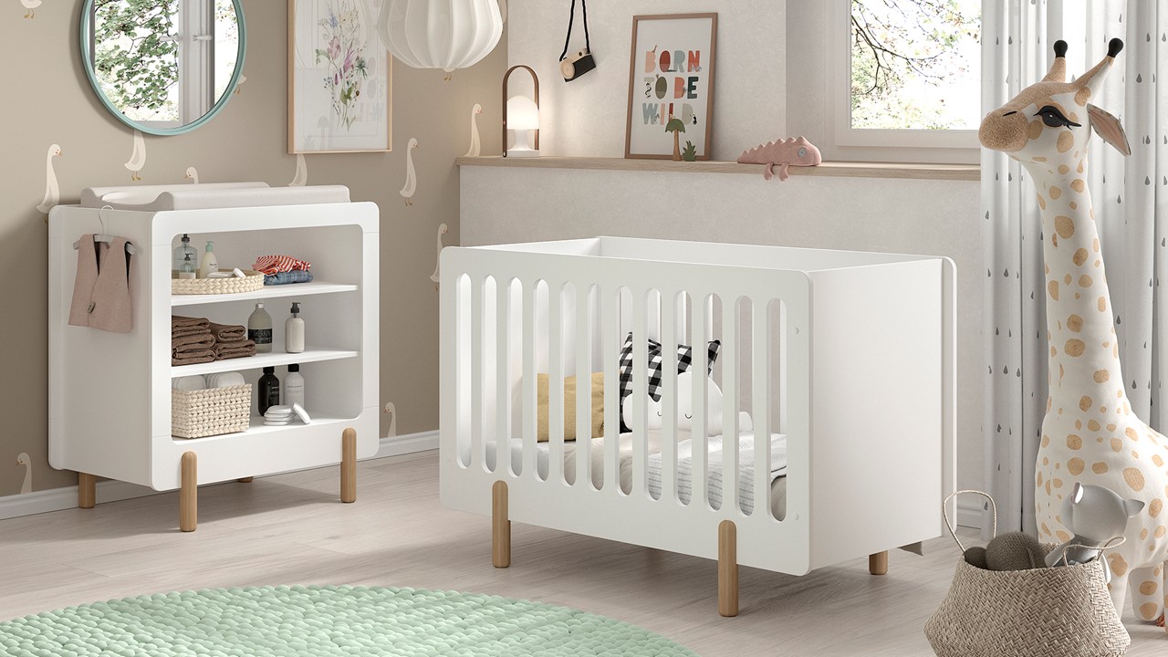 Babyledikant Smile met verzorgingstafel wit