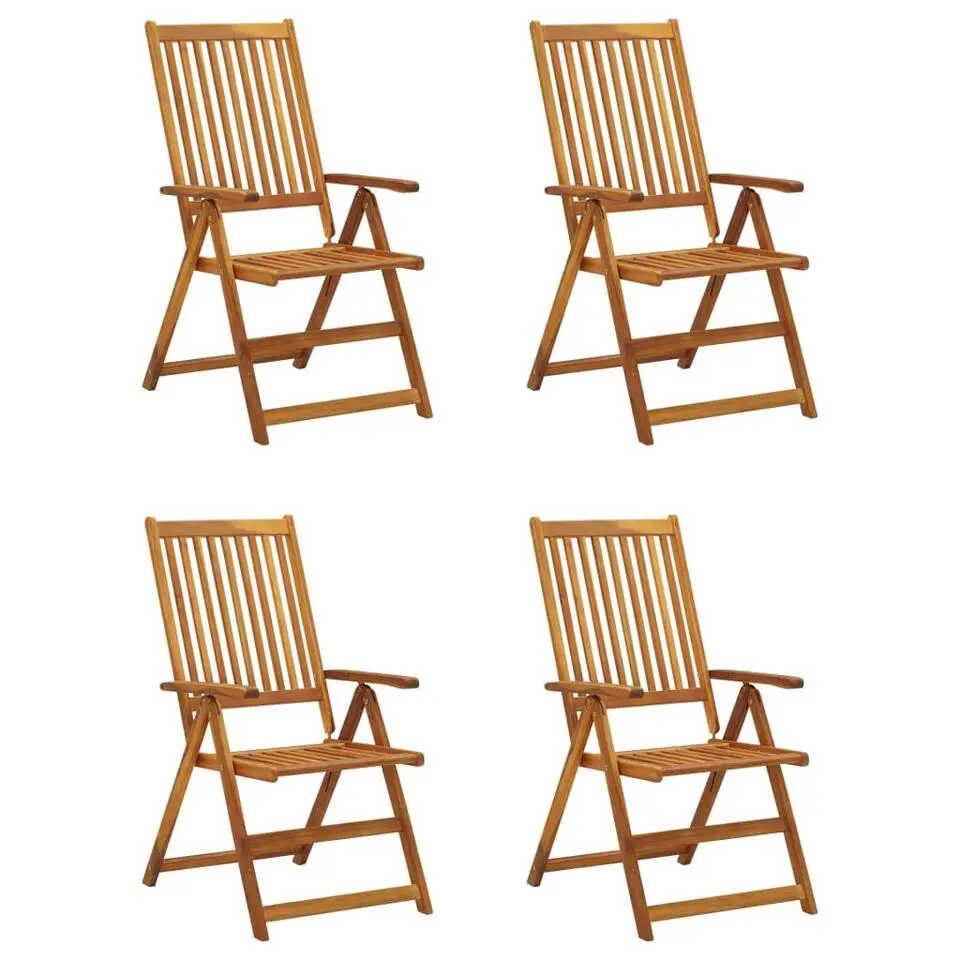 vidaXL - Verstelbare tuinstoelen met kussens - Blauw - Hout - 4 stuks