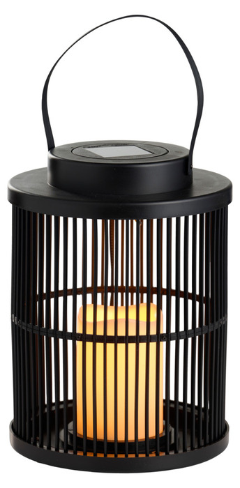 Lanterne med solceller sort Ø18 x 25 cm - Garden