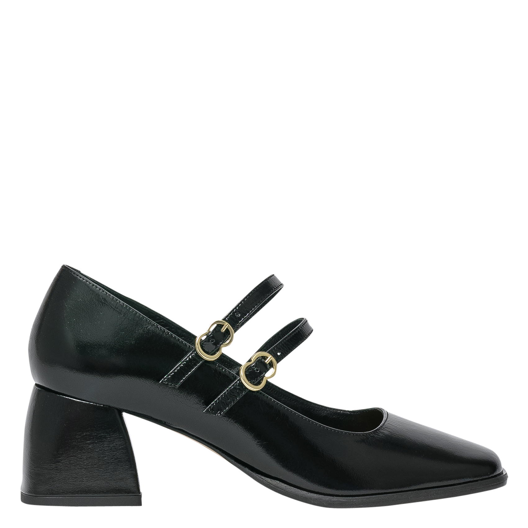 ISAURE - Babies à talons en cuir vernis | Noir