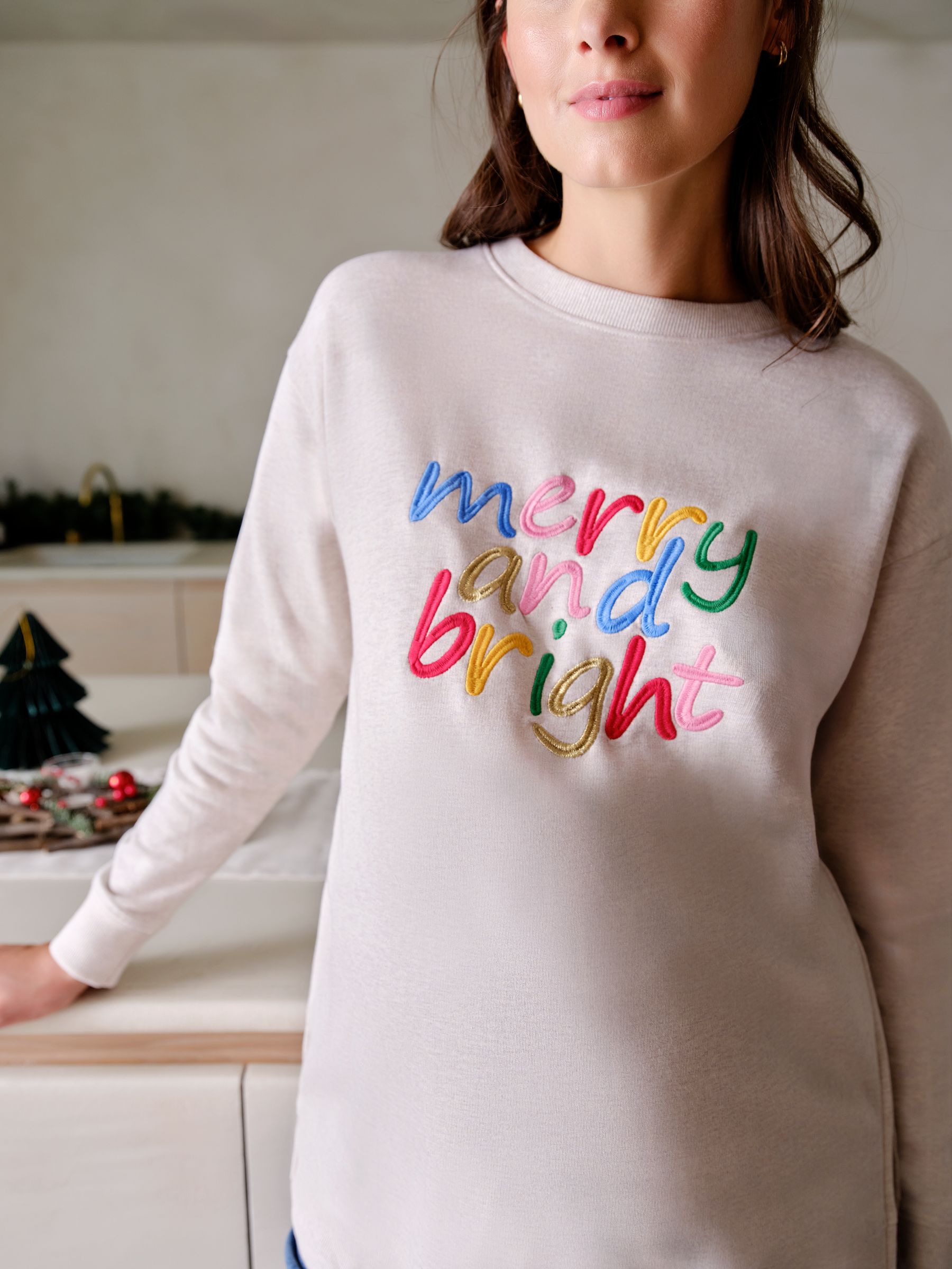 JoJo Maman Bébé - Zwangerschapssweatshirt Merry And Bright