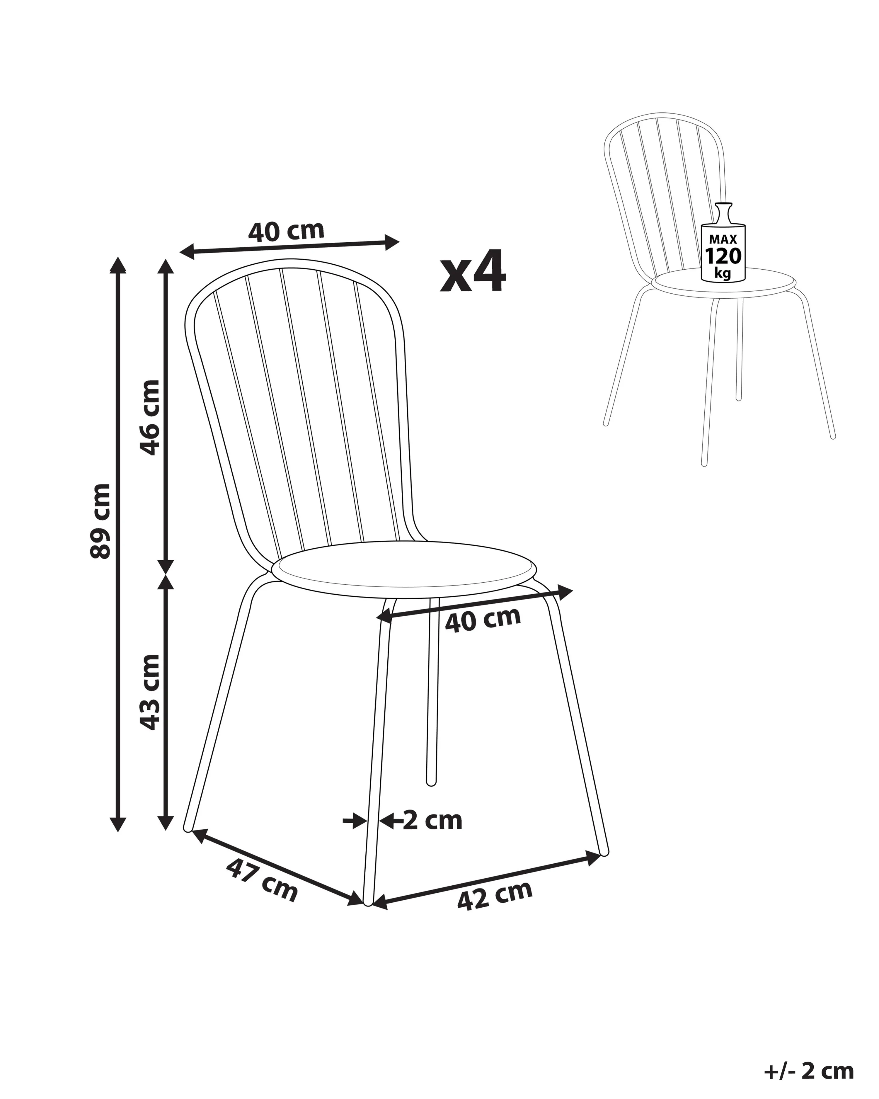Set van 4 tuinstoelen CALVI Metaal Lichtblauw