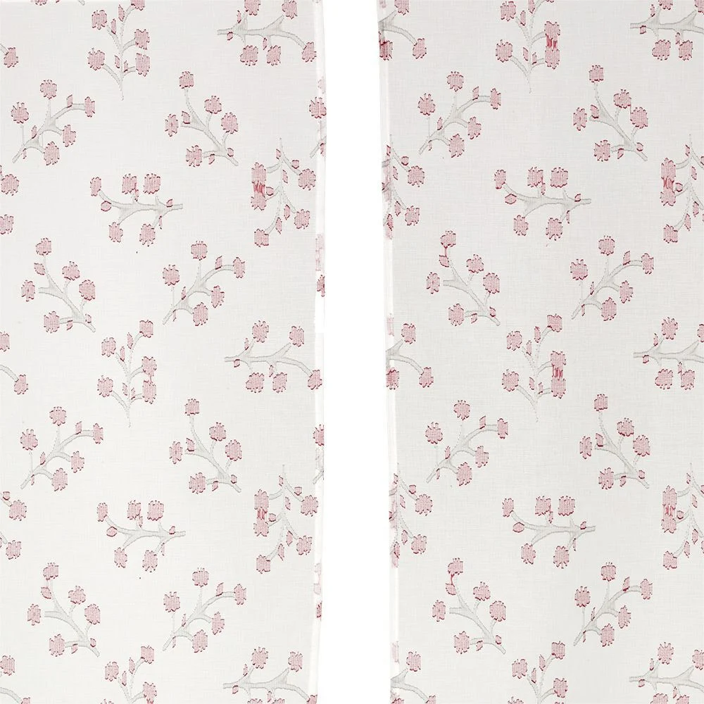 Vitrage blanc à fleurs L90X60 cm x2
