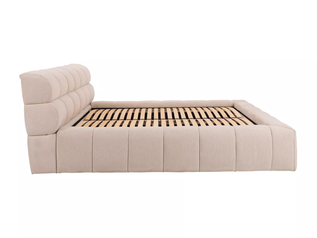 Lit coffre 180 x 200 cm - Tissu - Beige - FORVIK II de Pascal Morabito