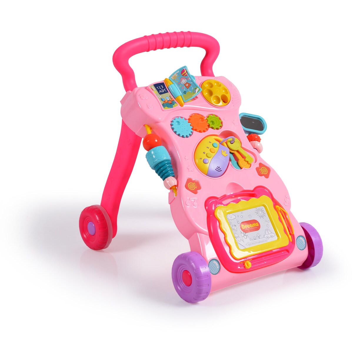 Moni Lauflernwagen Dreams, Spielcenter, Zeichenbrett, Melodien und Geräusche pink