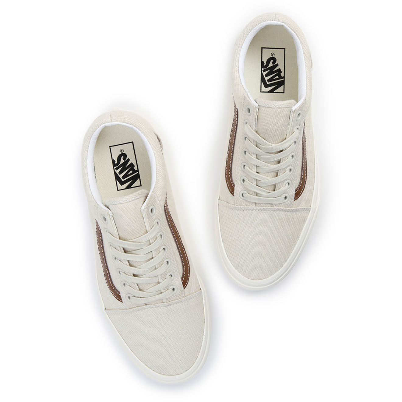 Vans Sneakers en Cuir & Textile Old Skool écrues