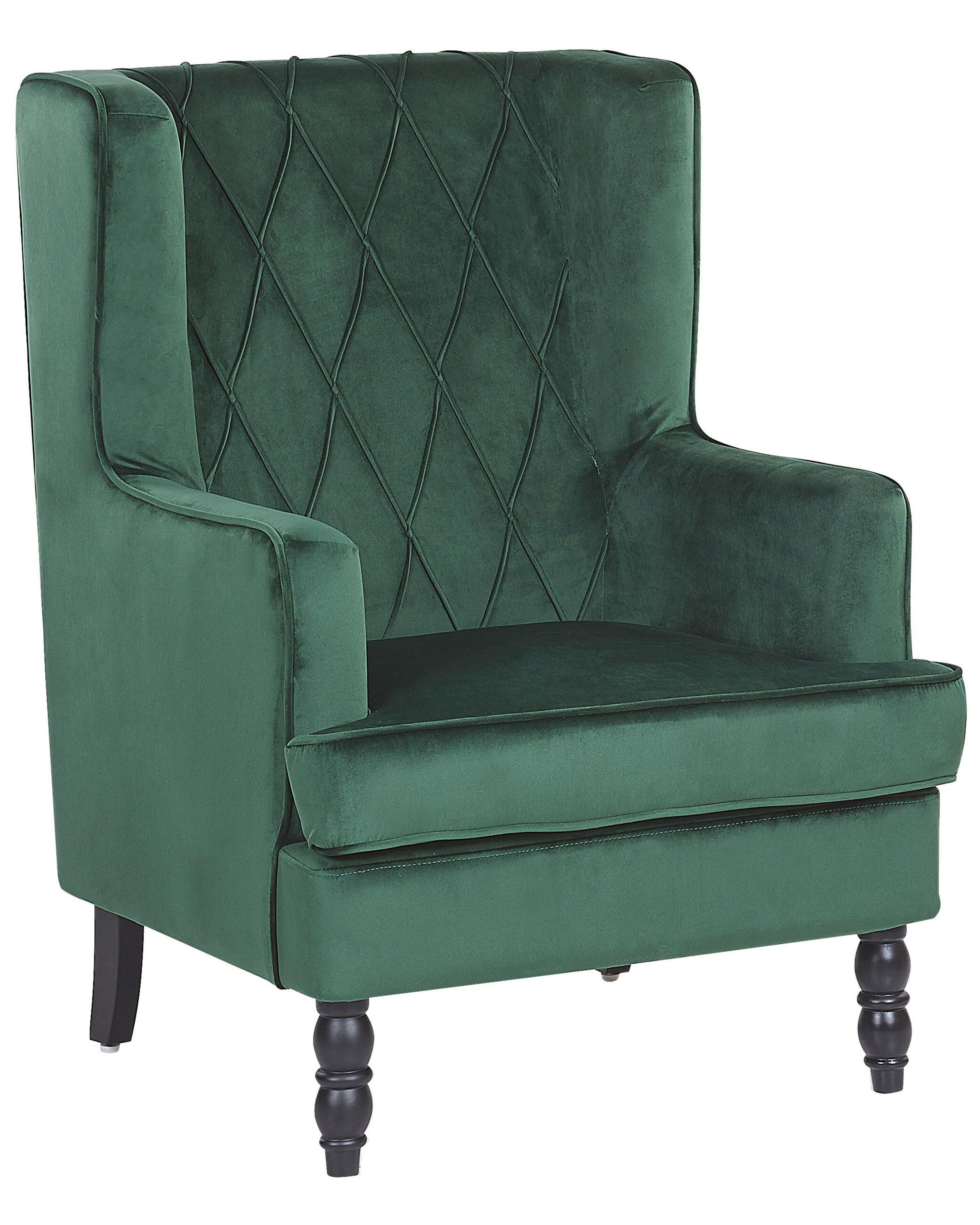 Fauteuil SANDSET met voetenbank Fluweel Donkergroen