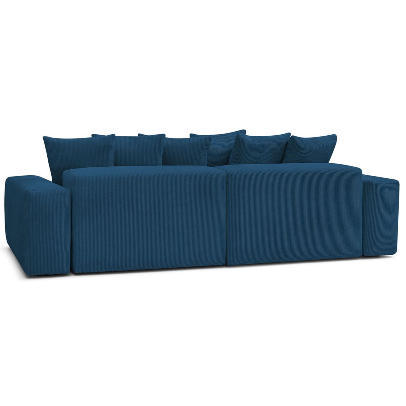 Bobochic Canapé d'angle réversible ultra moelleux voltaire velours côtelé bleu foncé - 310x174x75 cm