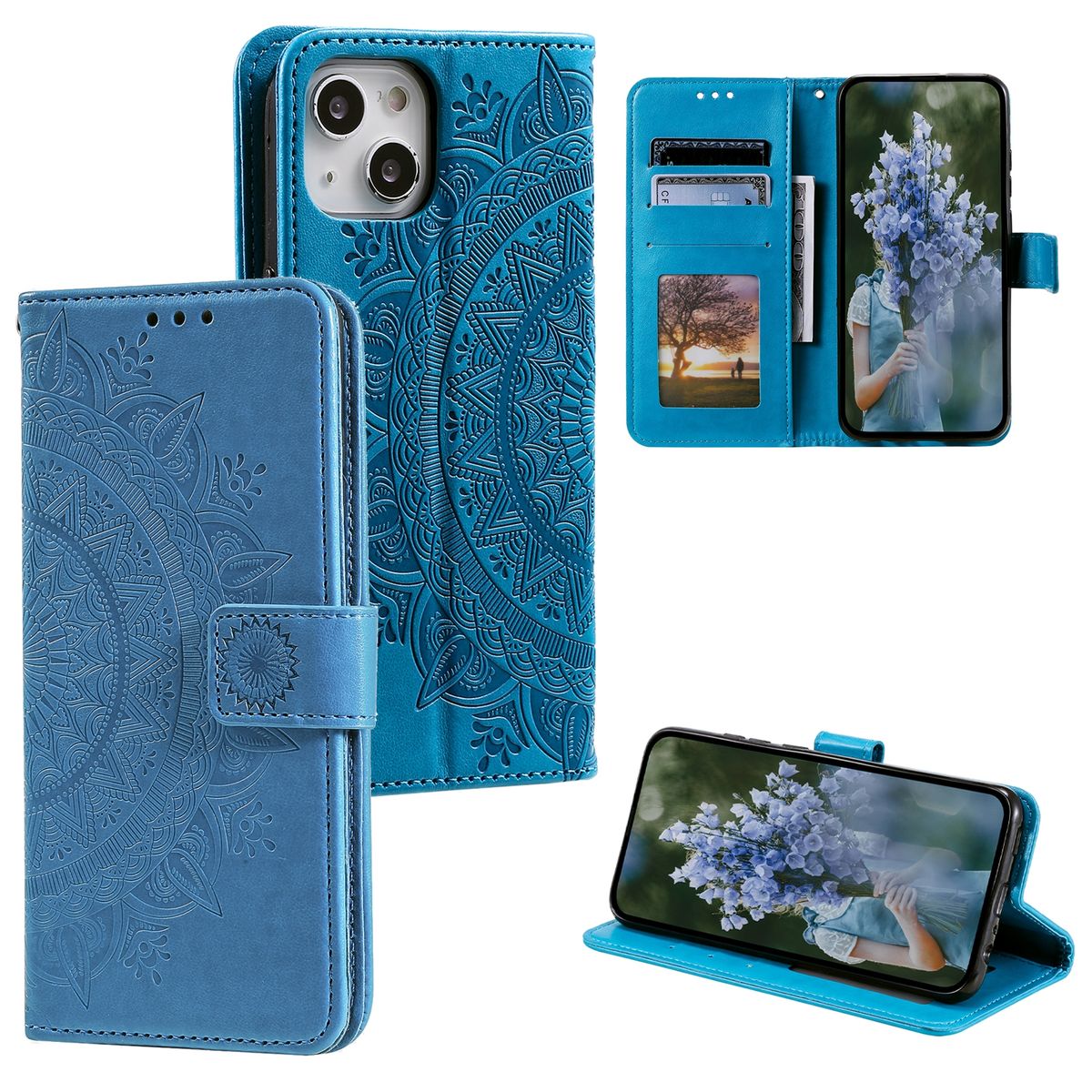Schutz Handy Hülle für Apple iPhone 15 Plus Case Cover Klapp Tasche Wallet Etuis