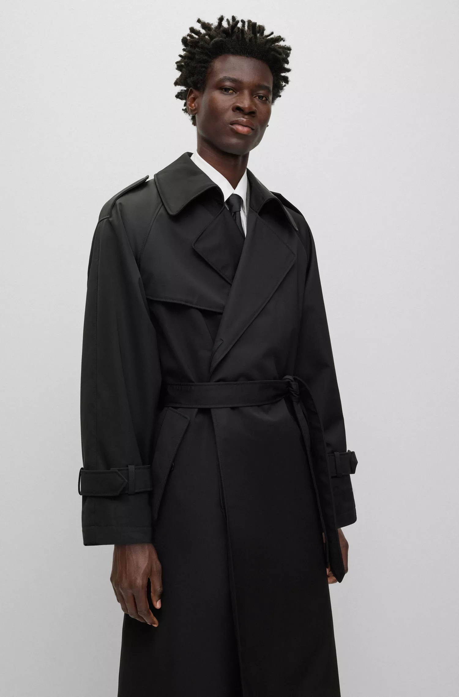 Trench coat BOSS Black-THE CHANGE com cinto removível