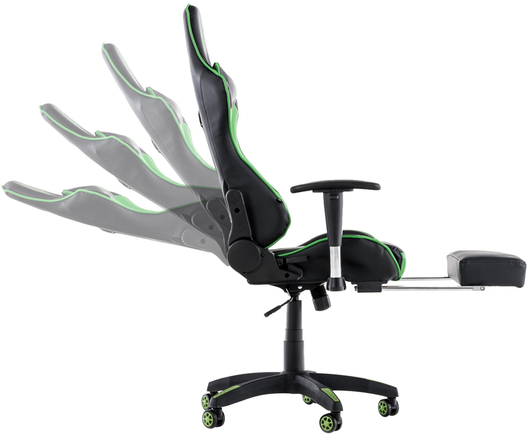 TPFLiving Racing Bürostuhl Turbine mit Fußablage Schwarz/Blau