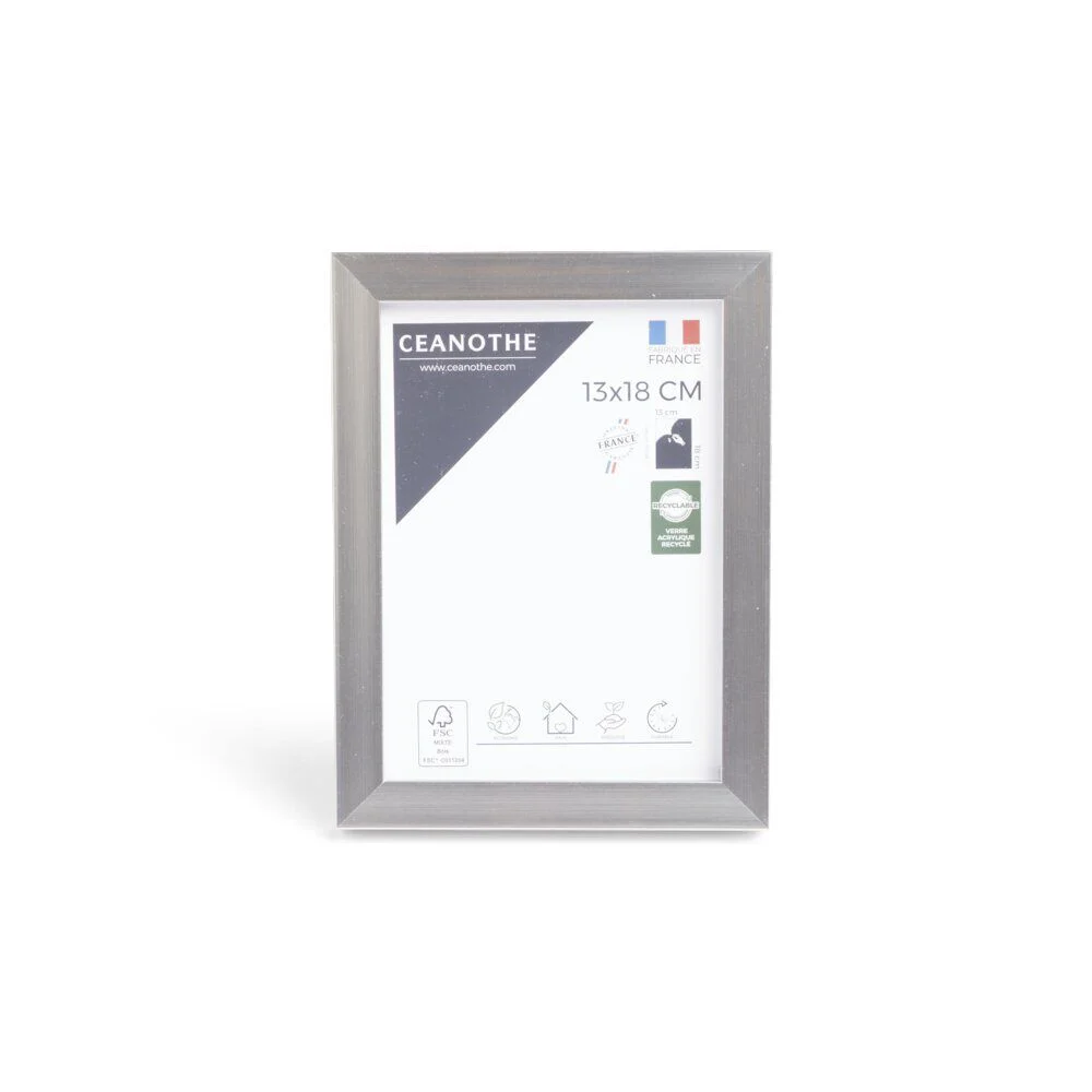 Cadre Precious résine coloris gris acier 15,7x2,5x20,7cm pour photo 13x18cm