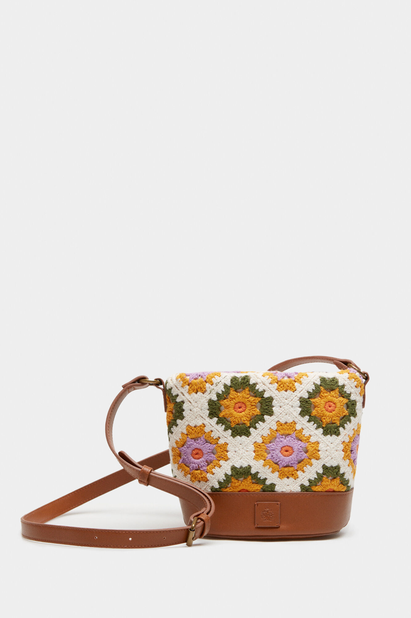 Bolso Bombonera Crochê - bege médio