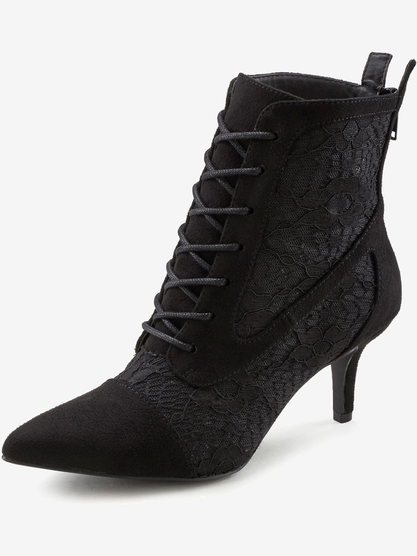 Bottines à lacets détails en dentelle tendance
