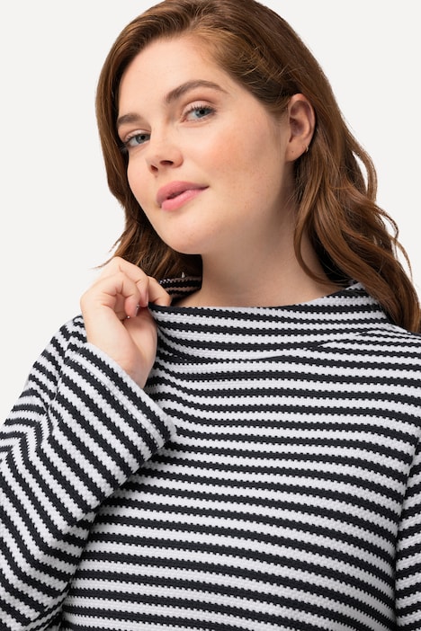 Sweatshirt, Strukturringel, Stehkragen, Langarm