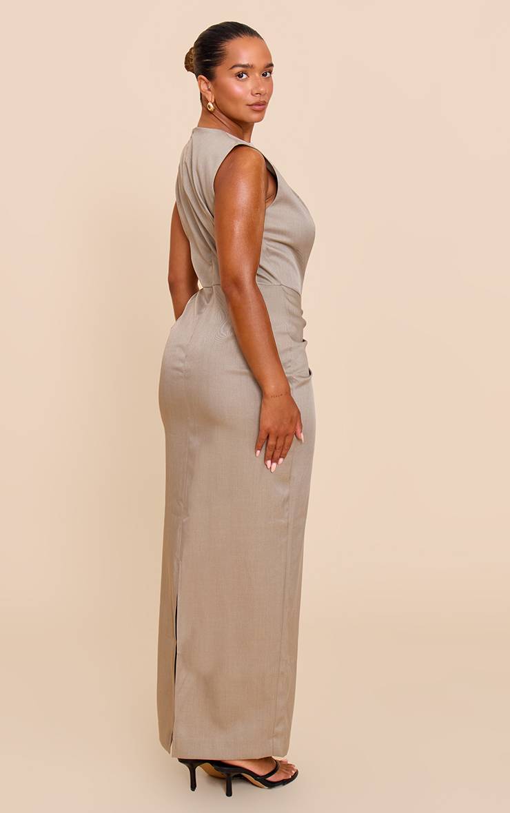 Gris Robe Maxi Plissée À La Taille En Tissu Tissé Shape