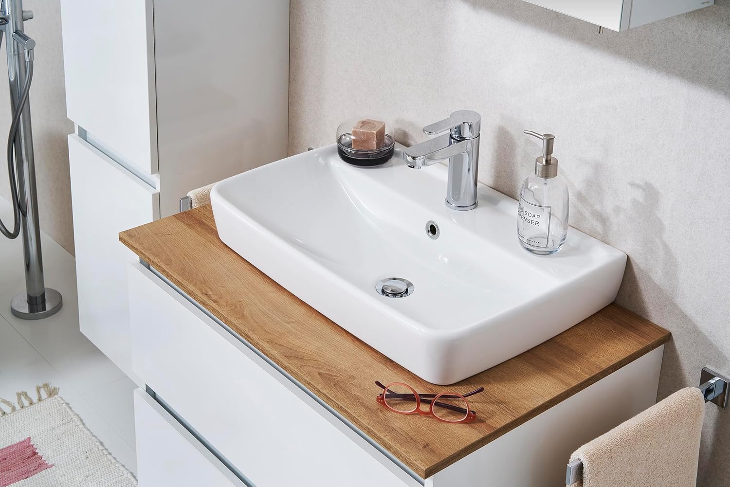 Pelipal Waschtischunterschrank Quickset 360 mit Waschbecken in Weiß Glanz, 78 cm breit | Waschplatz mit 2 Schubkästen