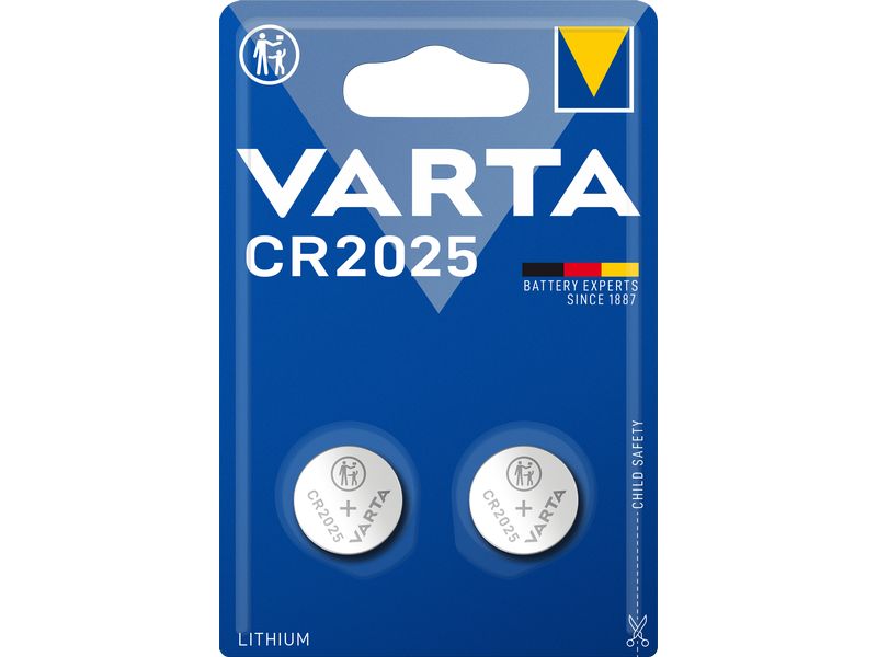 Varta Knopfzelle CR2025 , 2 Stück LITHIUM Knopfzelle CR2025 Blister 2