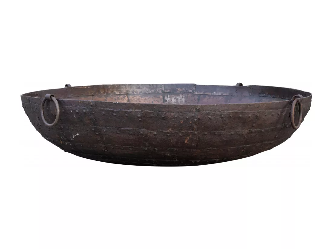 BISCOTTINI Brasero - Fer Forgé Finition Antique - Foyer Extérieur en Métal - Brasero - Coupe à Feu d'Extérieur - Décoratif - Jardin - Coupe en Fer Vintage - 180x180x45cm